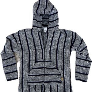 Men's Black and White Hooded Sweater